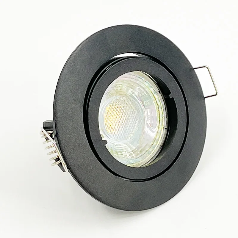 Lampu sorot Led desain Modern 62mm, lampu sorot tersembunyi logam besi bulat hitam, lampu cincin depan mati lampu dalam ruangan untuk dekorasi Hotel