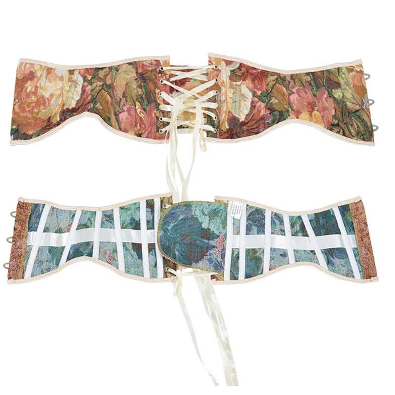 女性ヴィンテージ花柄プリントノースリーブトップセクシーなストリートウェアコルセット十代の若者たち N58F