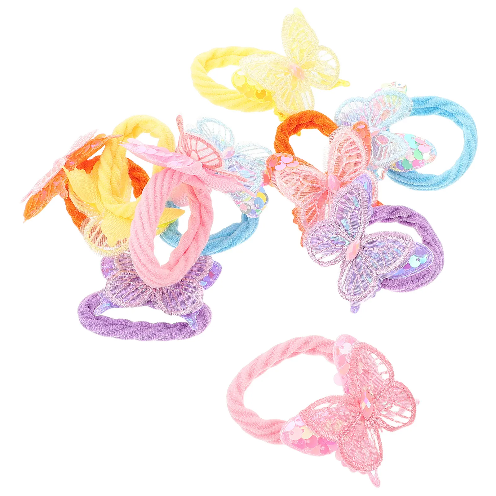 

10Pcs Butterfly Scrunchies for Girls Glittery Elastic Hair Bands Soft Sequin Design Perfect for Little Girl Hairstyle Decoration