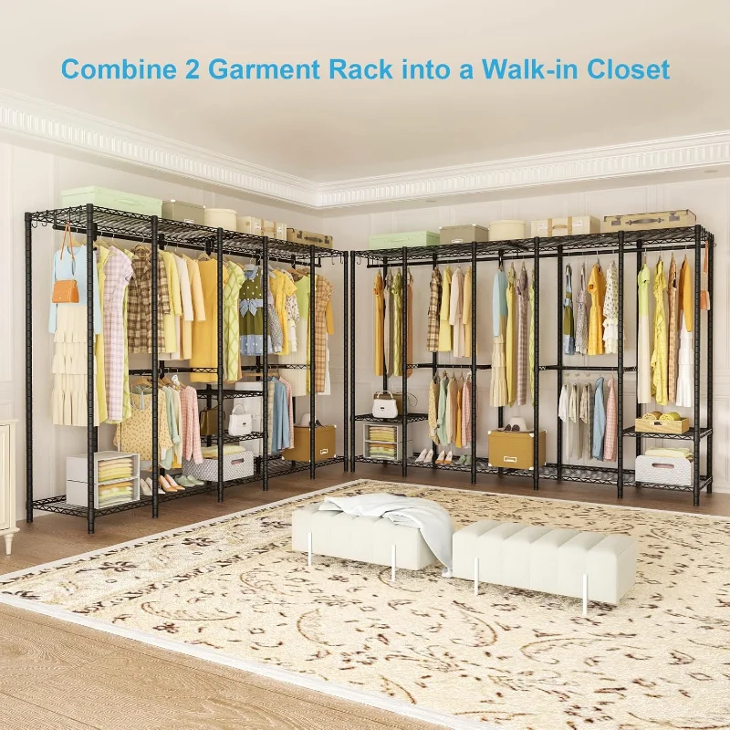 H50 Extra Large Clothes Rack, Heavy Duty Garment Rack, Freestanding Portable Closet, Clothing Racks for Hanging Clothes