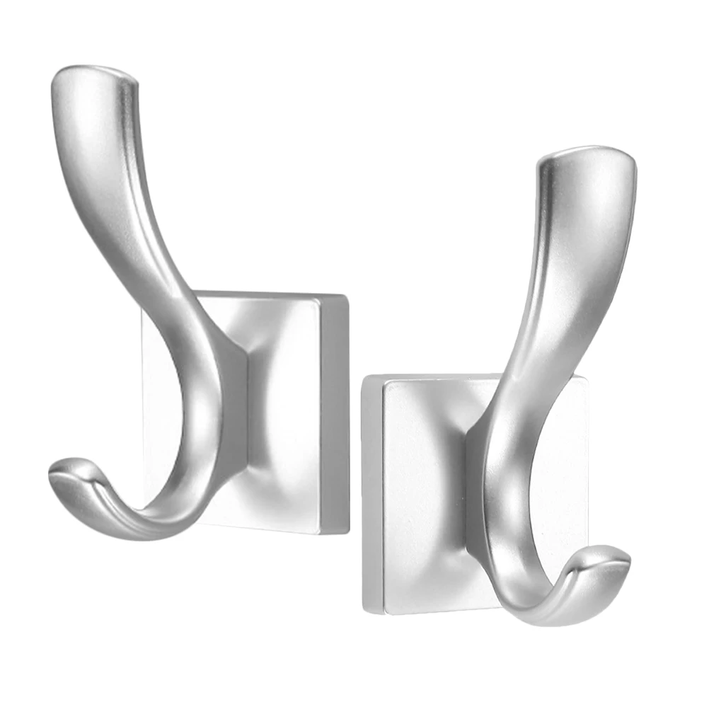

2pcs Door Hooks Silver Bathroom Wall Hanging Storage Rack Clothes Hanger Wardrobe Coat Hook Metal Alloy Space Saving