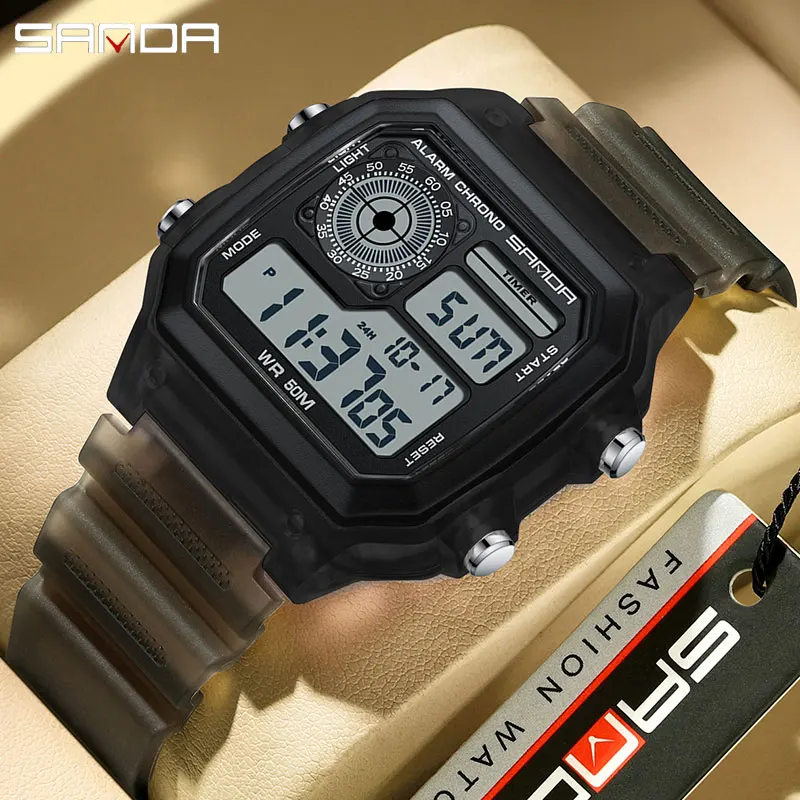 SANDA Fashion Top Brand LED Digital Men Watch Chronograph Date Sport Watch Waterproof Electronic Luminous Military Men Watches