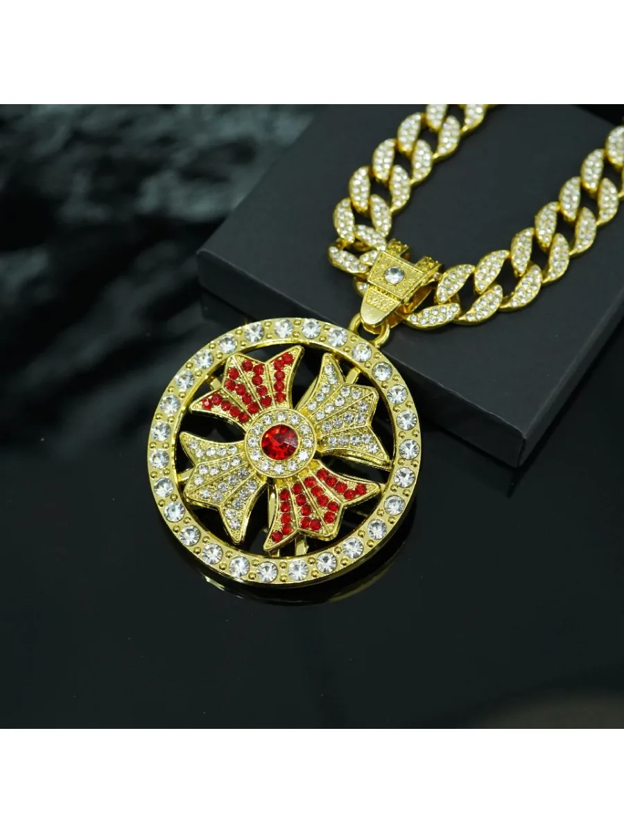 Mode Neue Drehbare Kreuz Legierung Anhänger Hip Hop Trend High Street männer Kubanischen Kette Halskette