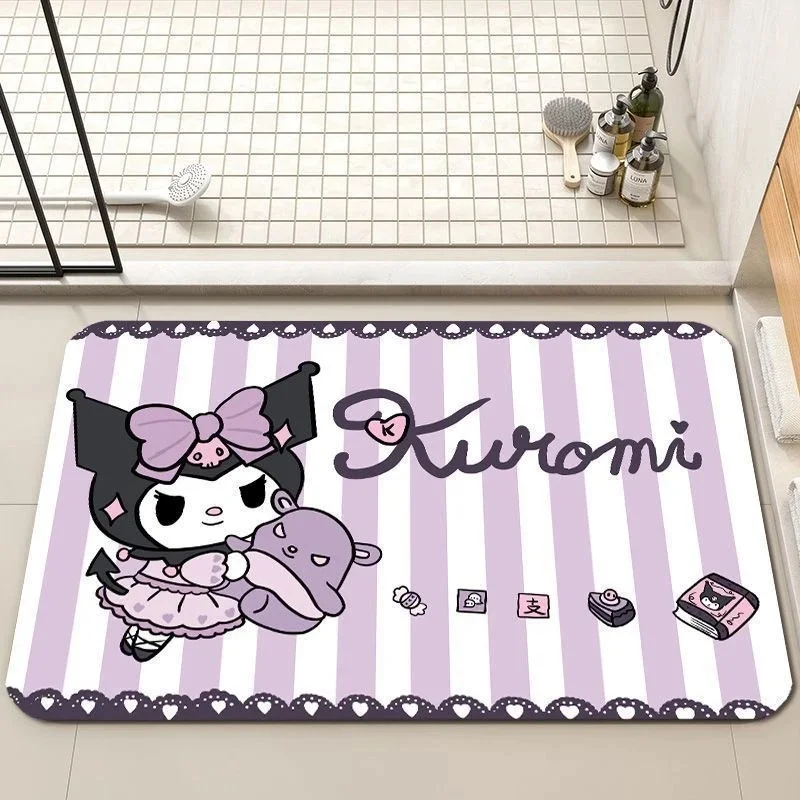 Lovely Kuromi Diatomaceous Earth Rug, Excellent Water Absorbing Performance, Slip-resistant Floor Mat for Bathroom &Home Gateway