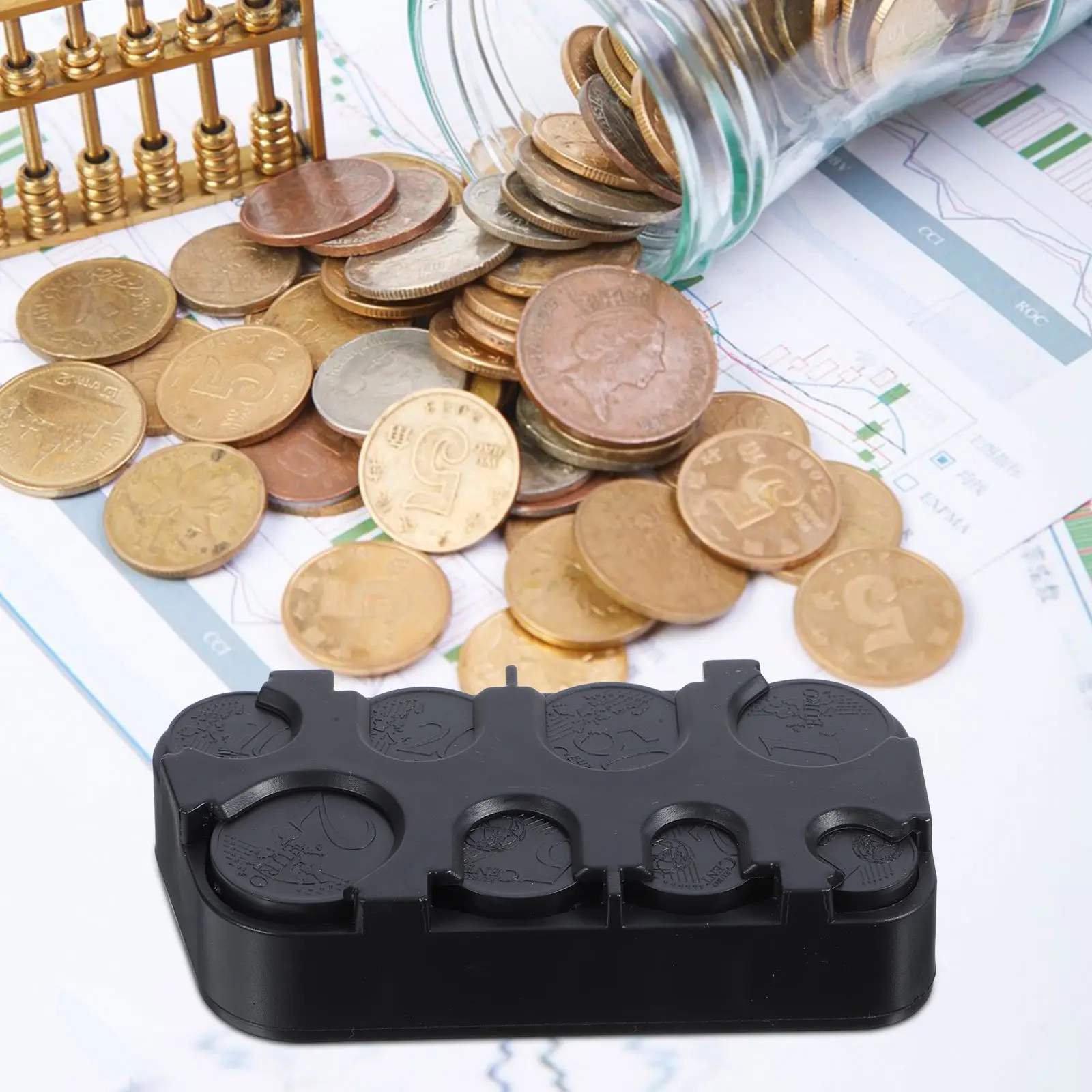 Coin Storage Plastic Large Capacity Waterproof Compact Euro Holder Black Color Coin Holders Key Safe Deposit Box