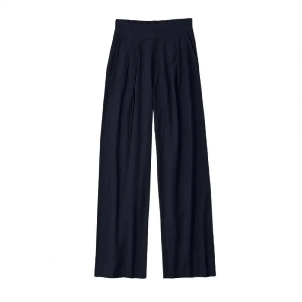 

Women Wide-leg Pants Solid Color Casual Pants Stylish Women's High Waist Wide Leg Pants with Pockets Casual Solid for Daily