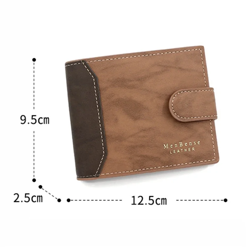 Men's Business Wallet High Quality PU Leather Credit Card Holder Case Male Short Zipper Coin Pocket Purse Money Bag with Hasp