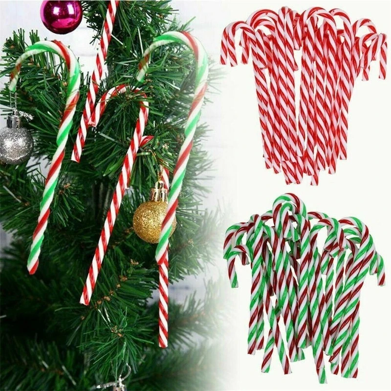 6PCS Candy Canes Acrylic Xmas Tree Hanging Twisted Crutch Pendant New Year Christmas Party Home Decoration Ornaments Gifts