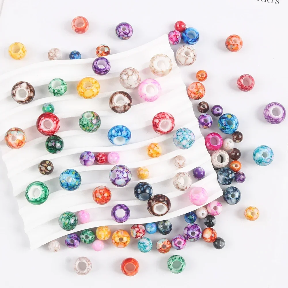 

8/10/12/14/15MM Large Hole Round Ball Acrylic Plastic Beads Multicolor Bead for DIY Bracelet Necklace Earrings Craft Jewelry