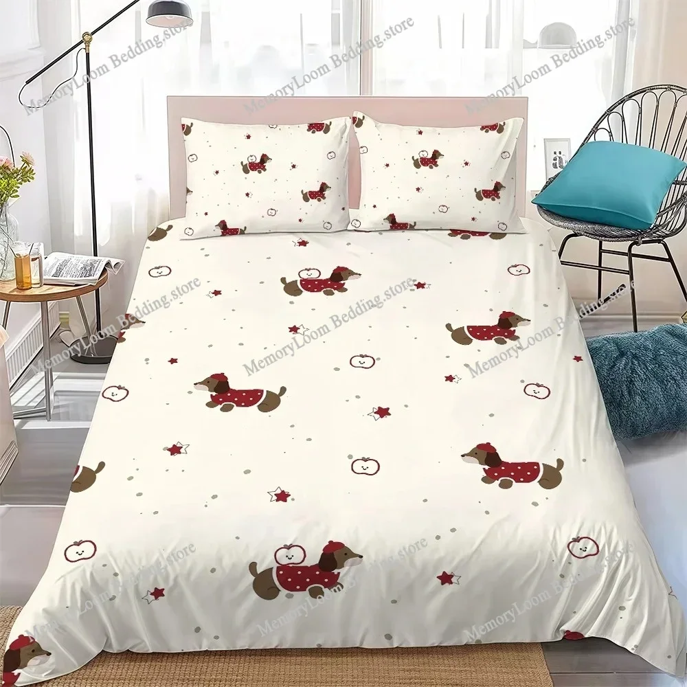 

Cute Cartoon Dachshund Duvet Cover Set Home Style Bedding Soft Laundry Cotton Bed Four Seasons Student Dormitory Home Textile741