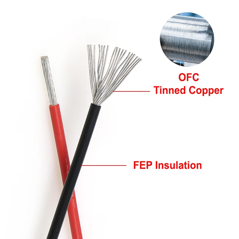 1332 PTFE Wire 30 28 26 24 22 20 18 16 14 13 12 11 10AWG FEP Plastic Insulated High Temperature Resistant Electric Copper Cable