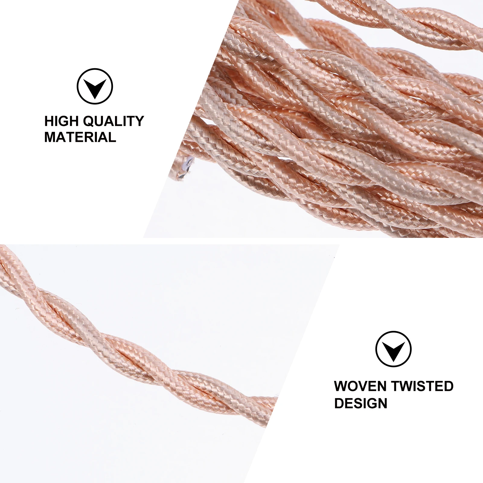 

1 Roll 5M Rose Gold Industrial Power Line Braided Flexible Wire For Pendant Lighting Lamp Diy Vintage Fabric Covered Copper