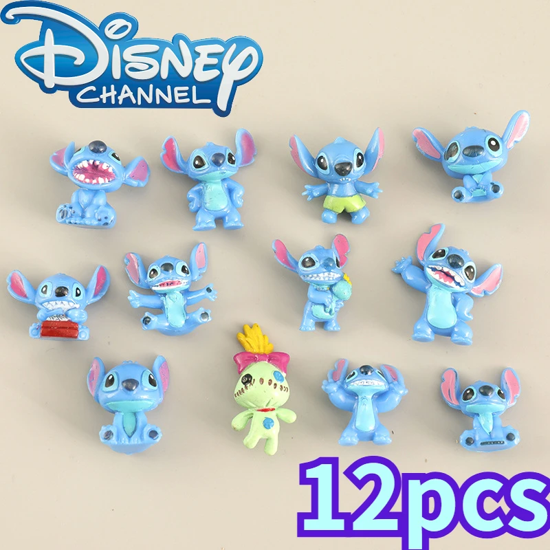 

12pcs Miniso Lilo & Stitch Cartoon Cute Figure Model Collection Anime Desktop Ornament Birthday Cake Decoration Kids Toys Gifts