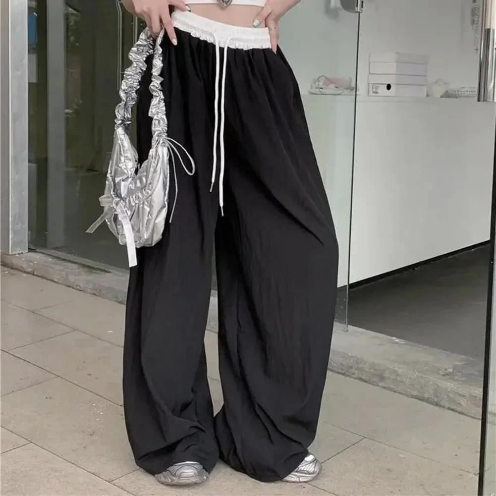 Casual Outing Harajuku Oversize Casual Trousers 100-116cm Brand New Contrasting Colors Regular Length Slight Elastic