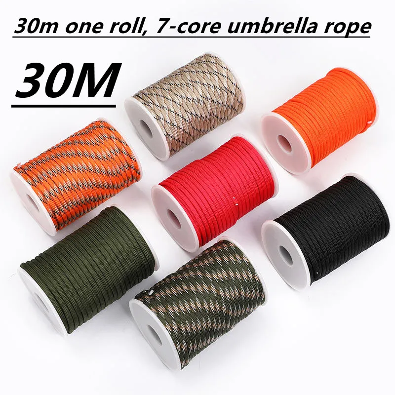 30M 550 Military Standard 7-Core Paracord Rope 4mm Outdoor Parachute Cord Survival Umbrella Tent Lanyard Strap