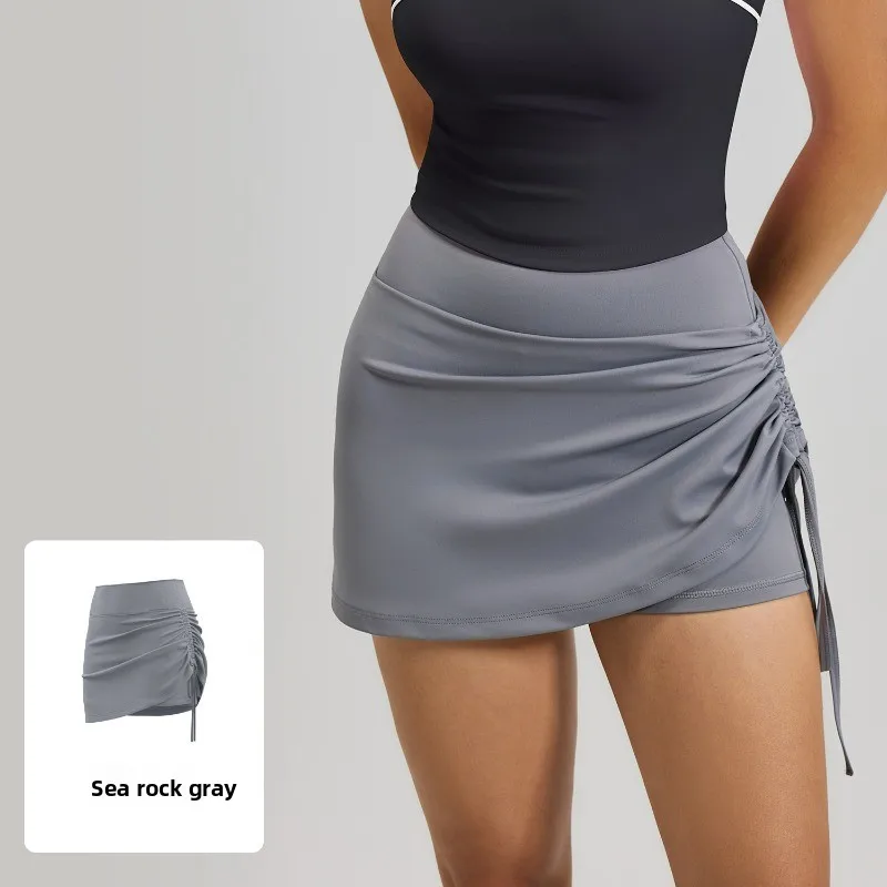 2026 Summer Hot Women's Sports Skirt Anti-running Skirt High Waist Running Shorts Fake Two-piece Yoga Shorts Drawstring Sexy Fit - Image 5