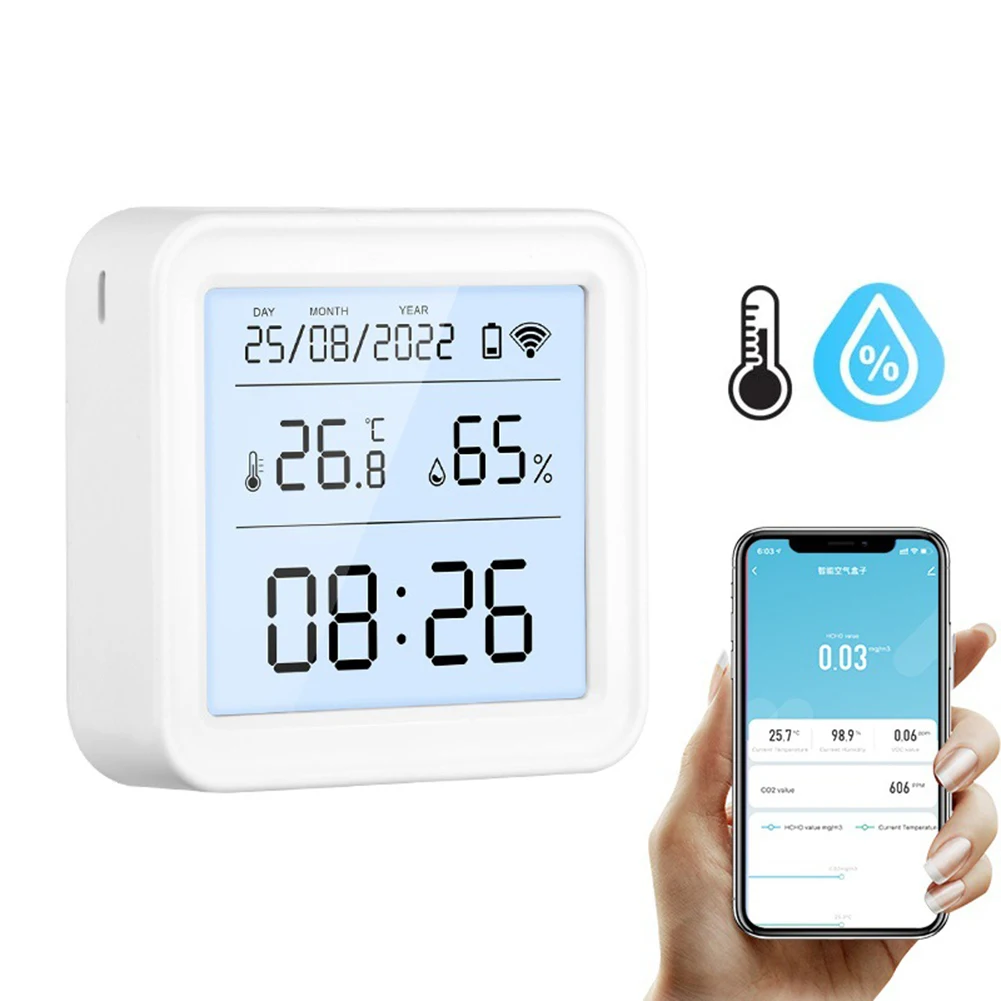 For Tuya Smart WiFi Thermometer and Hygrometer for Indoor Temperature Monitoring with Real Time Data Recording