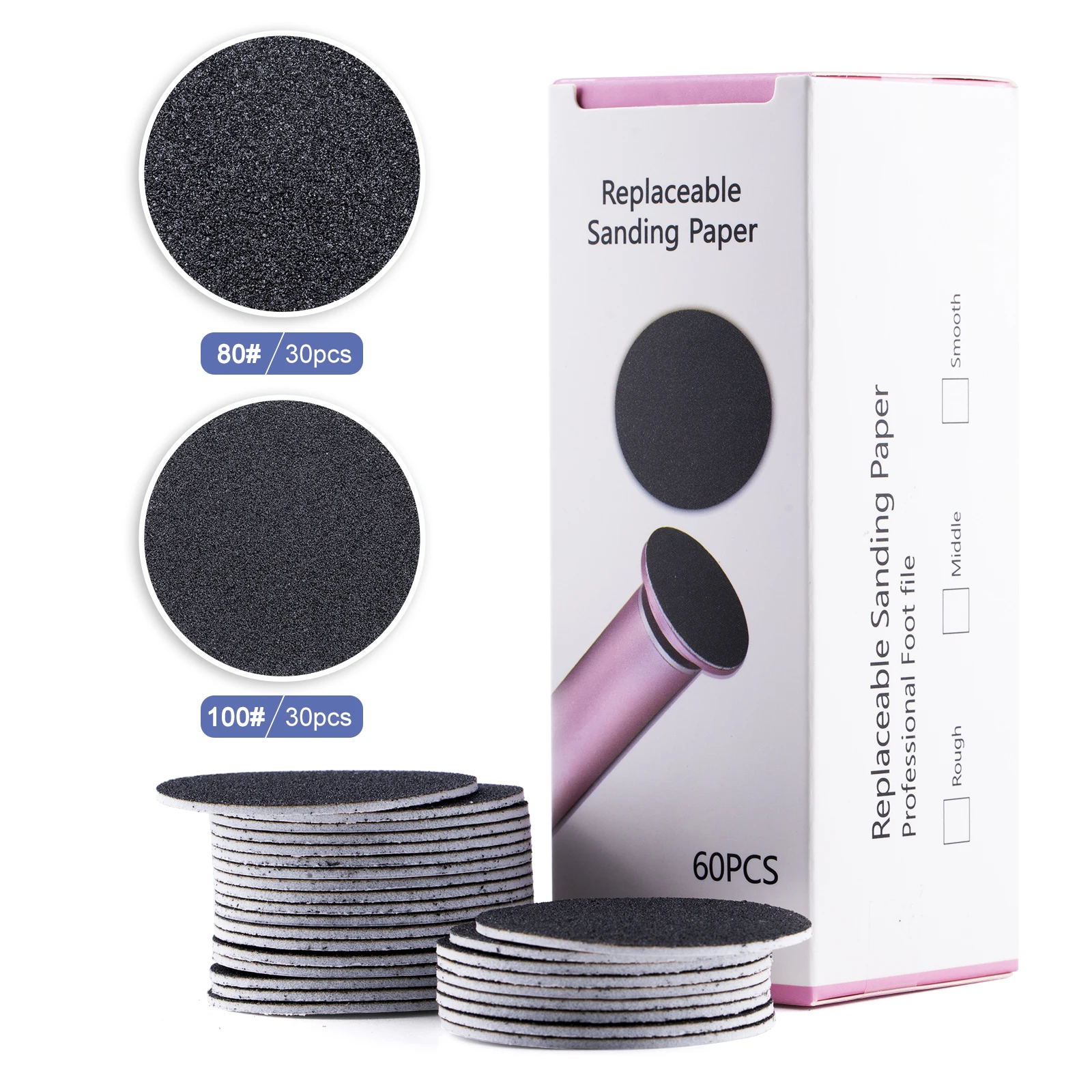TP 43mm 60 stks/doos Voet Dode Huid Schuurpapier Voor Elektrische Nagelvijl Cuticle Eelt Vervangbaar Schuurpapier Professionele Pedicure