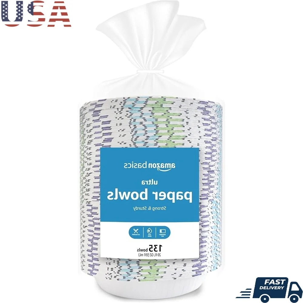 

Ультра бумажные миски, 20 унций, одноразовые, 540 шт., прочные, безопасные для микроволновой печи, защищенные от замачивания, идеальные вечеринки, повседневное использование, устойчивые