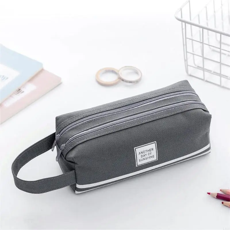 

L41F Double Layered Pen Case Two Large Compartments Canvas Pen Pouches for Student