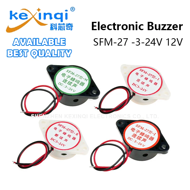 SFM-27 -I -II -W DC3-24V Intermittent/Continuous Sound Electronic Buzzer HYT-3015 High-decibel Alarm Horn White Black