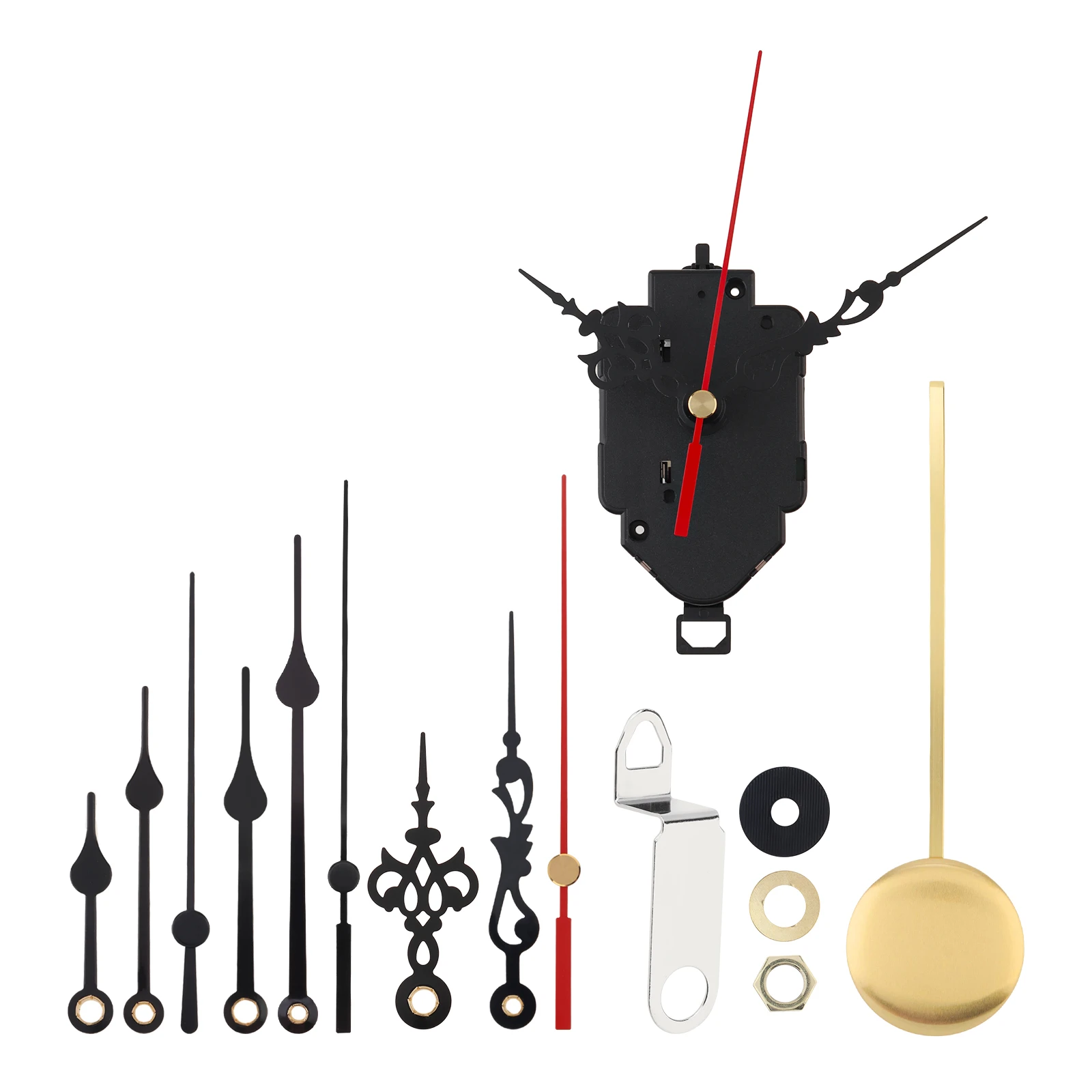 23mm Shaft 15mm Thread Length Quartz Pendulum Clock Movement Kit for Repair /Replace/DIY Clocks with 3 Sets of Hands & Pendulum