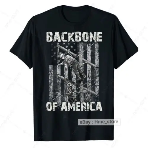 Proud Power Lineman Backbone of America T-Shirt for Men Electrical Linesman Tee