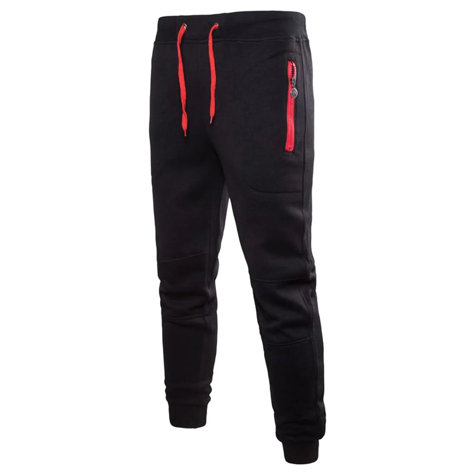 Men's Comfy Hip Hop Pants Track Cuff Lace-up Workout Pants Solid Color with Pocket Band Size