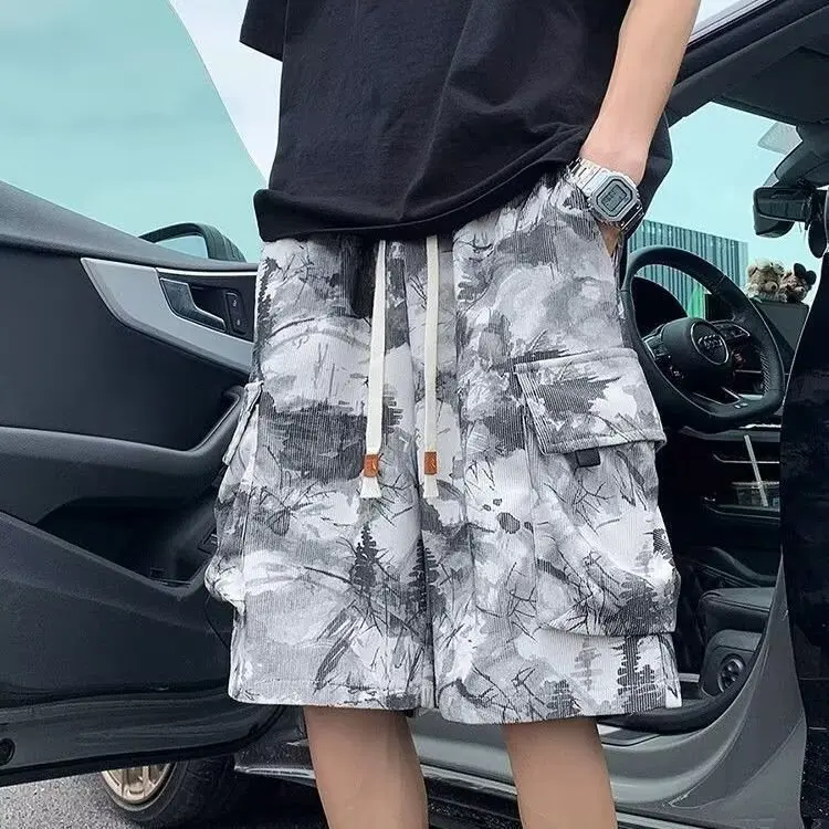 

American Camouflage Workwear orts Men's Summer Thin Large ket Five-Quarter Pants High Street Sports Casual Mid-Length Tr...