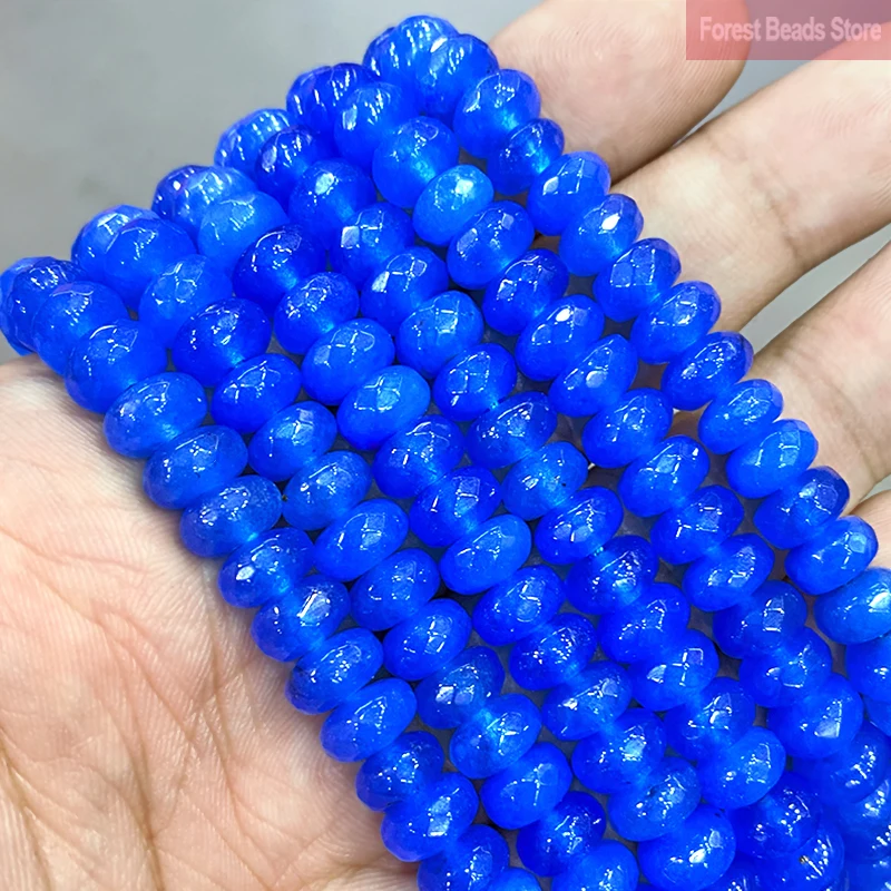 8mm Natural Smooth Faceted Blue Jaspers Rondelle Spacer Loose Beads DIY Bracelet Accessories for Jewelry Making 15\'\' Strand