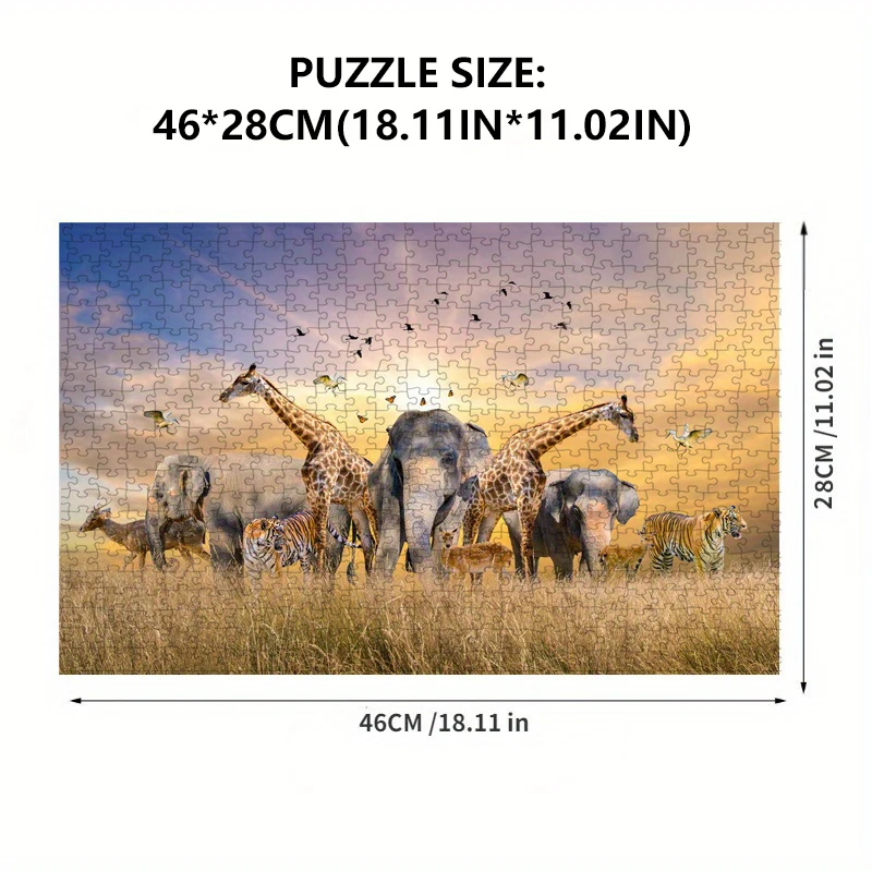 500 Pieces Jigsaw Puzzle for Adults Painting Prairie Animals Paper Puzzles Home Decor Wall Display Halloween Christmas Birthday