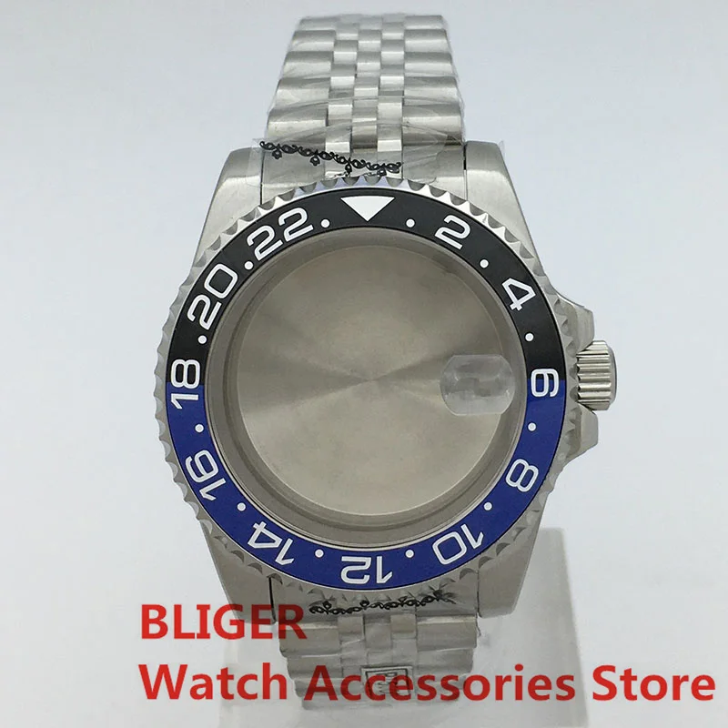 

BLIGER 43mm Watch Case Sapphire Glass Black Blue Insert Fit NH34 NH35 NH36 NH38 NH39 ETA2824 2836 PT5000 Miyota DG3804 Movement