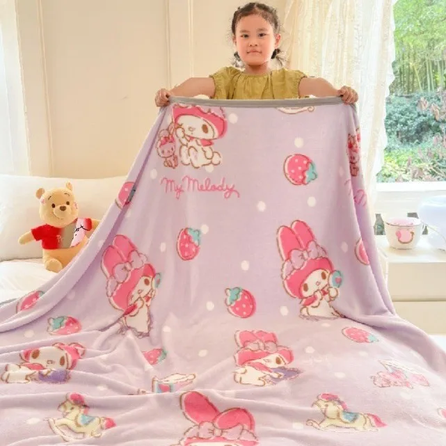 

Плюшевое одеяло Sanrio, детское одеяло с кондиционером, плюшевое одеяло Kuromi Milk Velvet с рисунком, одеяло для сна в детском саду