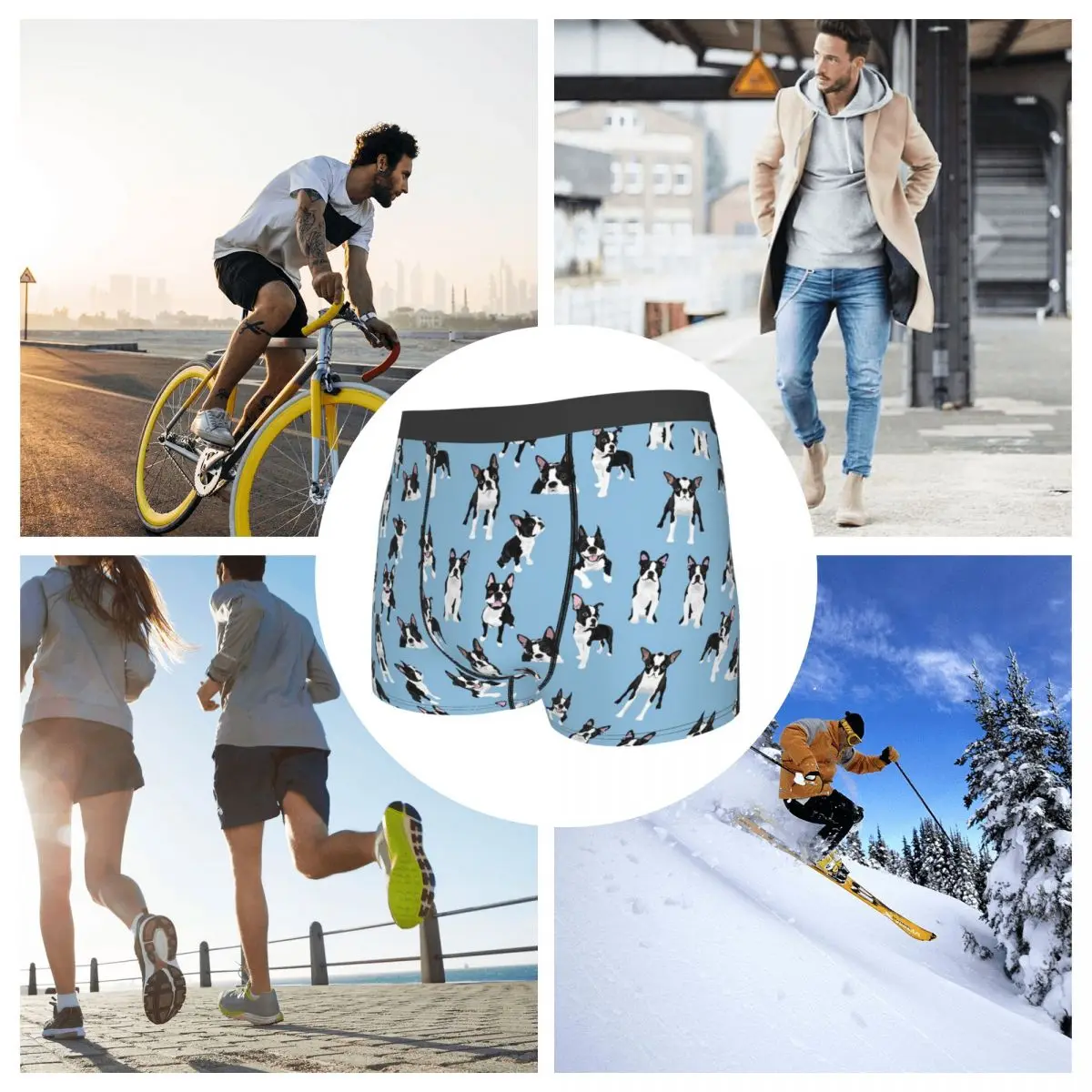 Boxer Underpants Shorts Boston Terrier Cute Dog (4) Panties Men's Comfortable Underwear for Homme Man Boyfriend Gifts