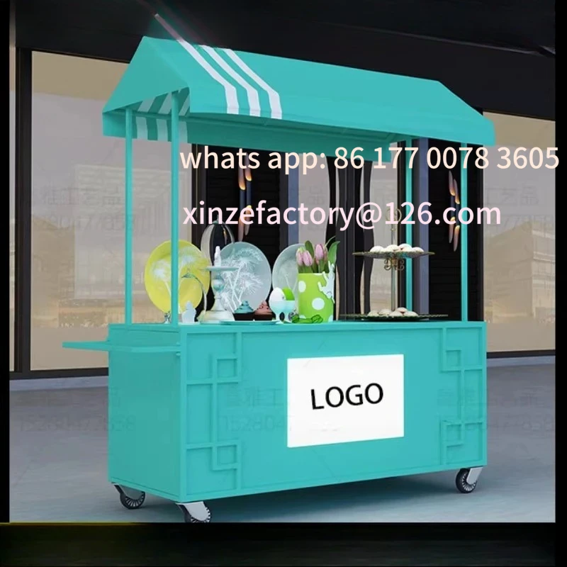

Customizable European wrought iron float car street stall car market mobile truck trolley shopping mall outdoor stall Internet