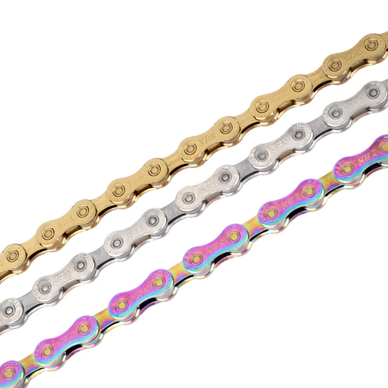 YBN MTB Bicycle Chain 8 9 10 11 12speed hollow out plating bright color Chain 116L road bike Stainless steel  Chain