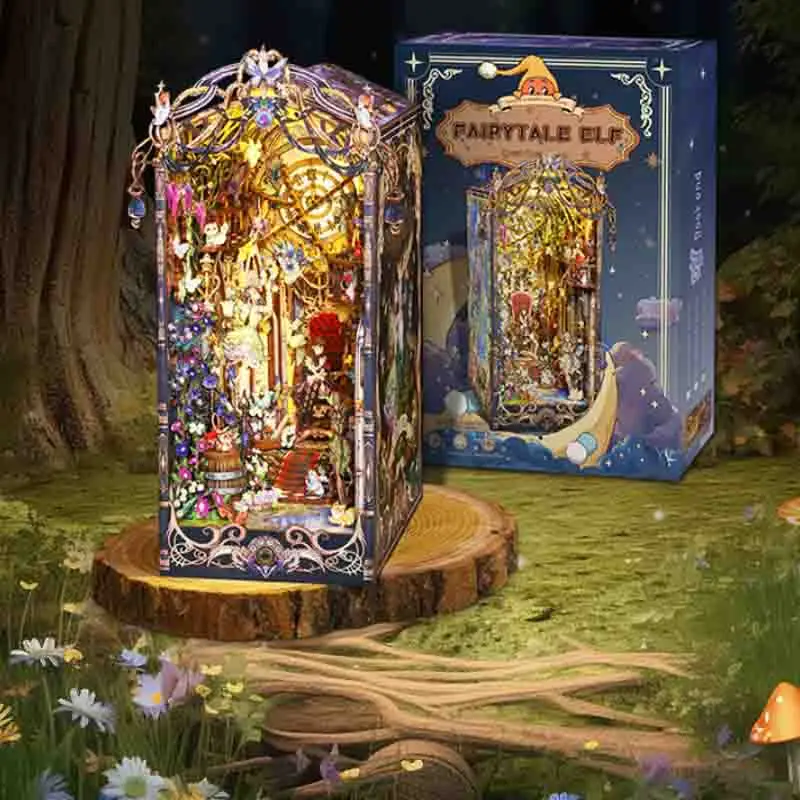 

Новый Ретро DIY деревянный книжный уголок полка вставка миниатюрные наборы сказочный эльф домашний форзац украшение для взрослых подарки ручной работы