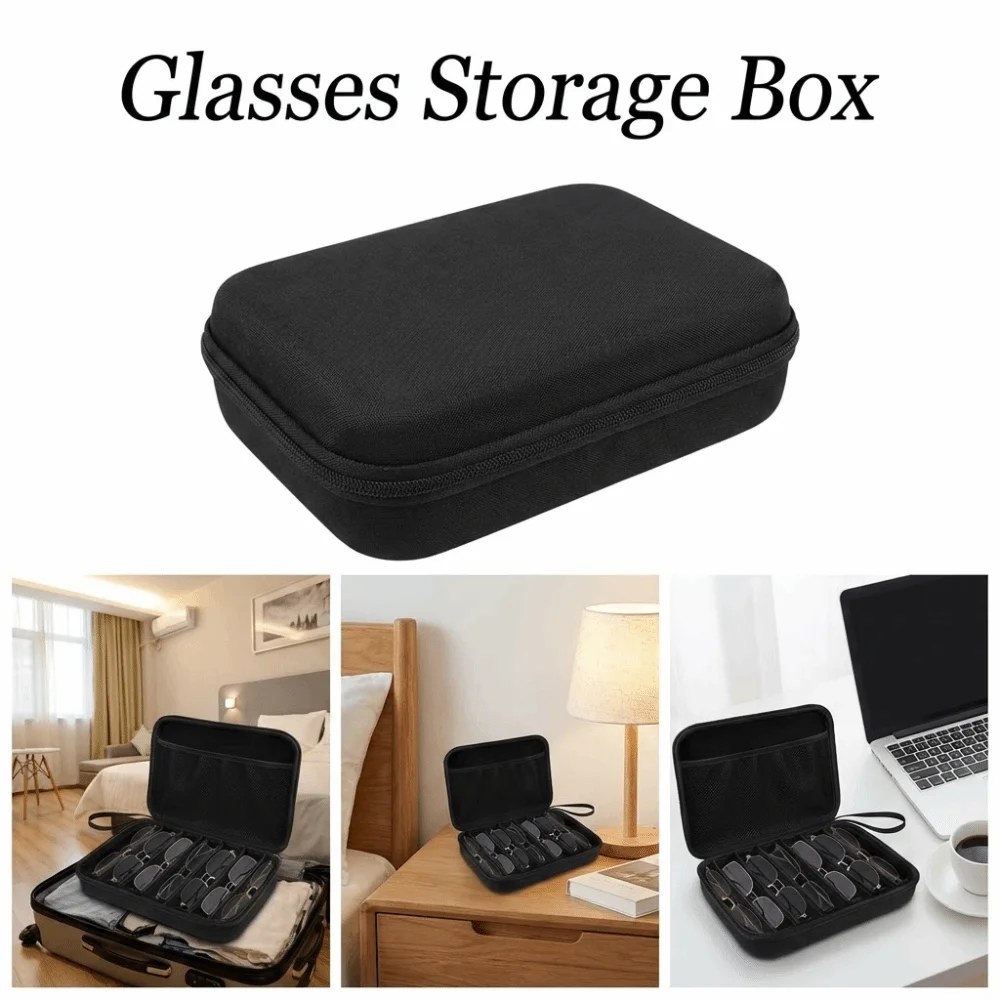 

6/7 Compartment Glasses Storage Box Waterproof Adjustable Slot Portable Eyeglass Pouch Dustproof Save Space