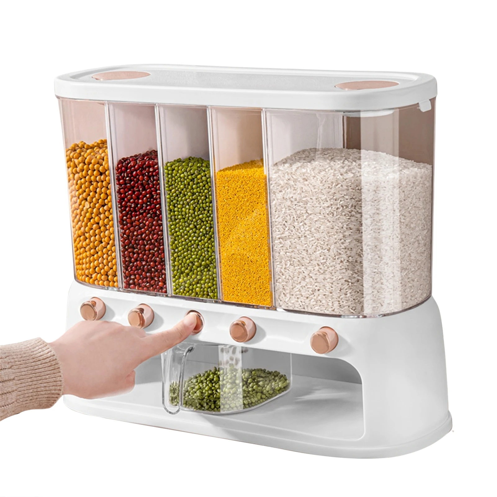 Sealed Rice Storage Box Wall Mounted Cereal Grain Container Dry Food Dispenser Grain Storage Jar Bucket Kitchen Storage Tools