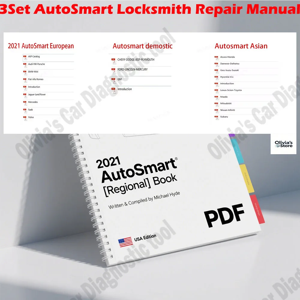 

3set Repair Manual for Locksmith AutoSmart Tool European Domestic Cars Trucks Updated Model Information Service for Transponders