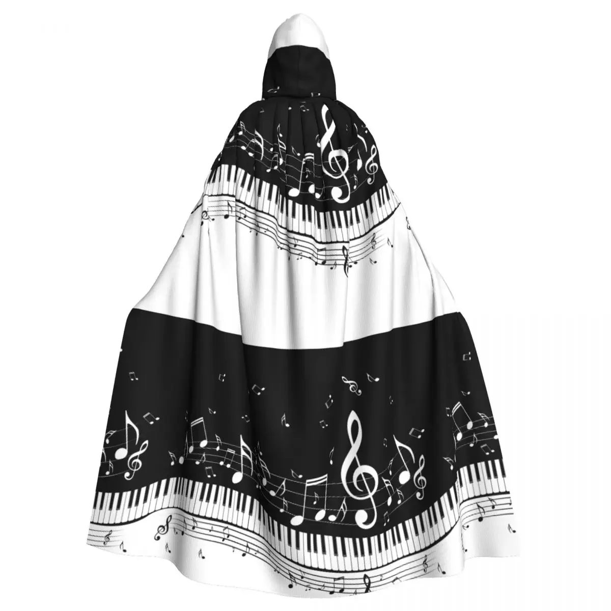 

Накидка вампира для взрослых, халат с капюшоном, абстрактные клавиши фортепиано с музыкальными нотами, плащ на Хэллоуин, полная длина, косплей