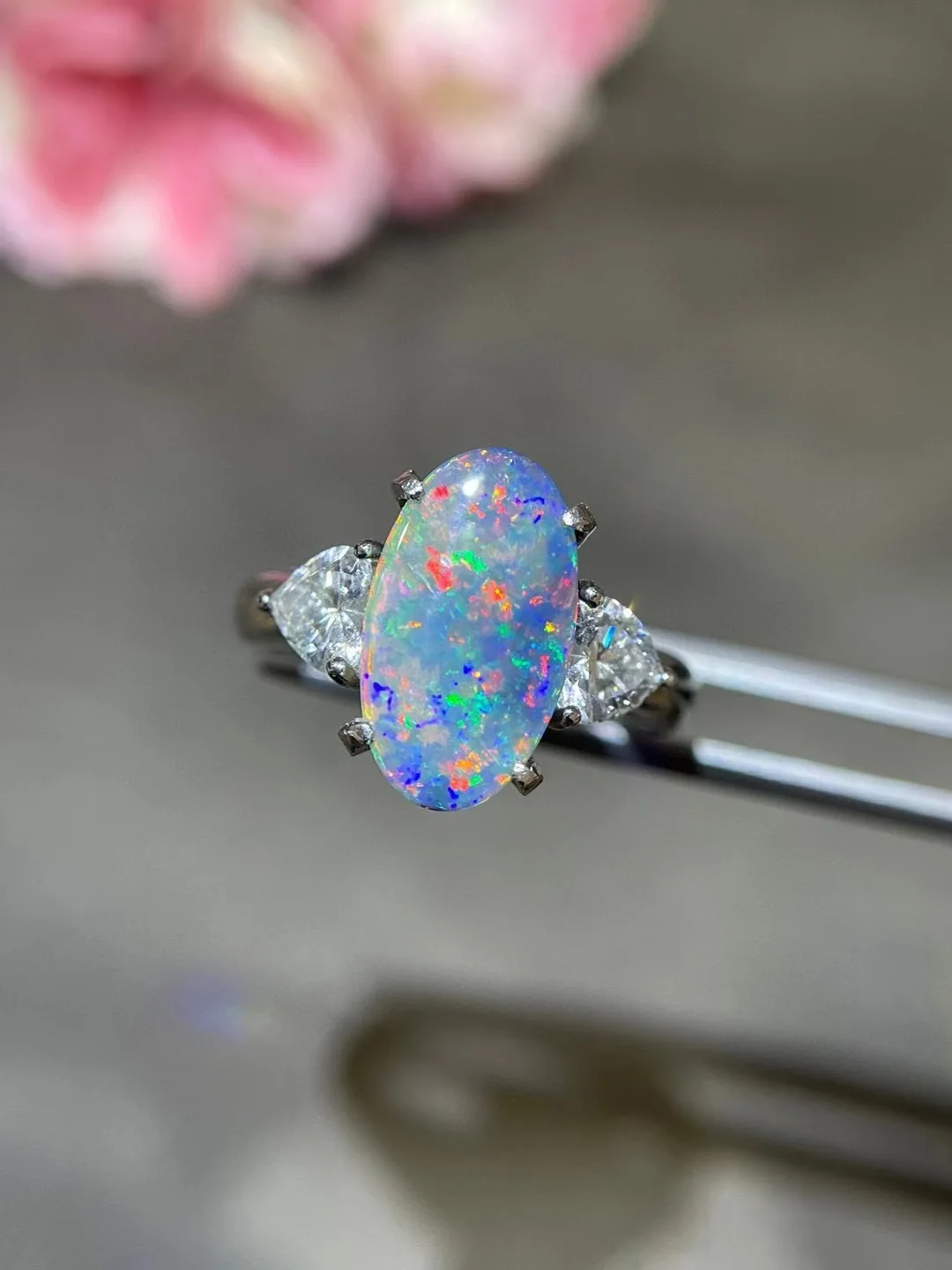 natural opal ring pt900 platinum with diamond genuine luxury jewelry fine women jewelry daily use simply style free shipping