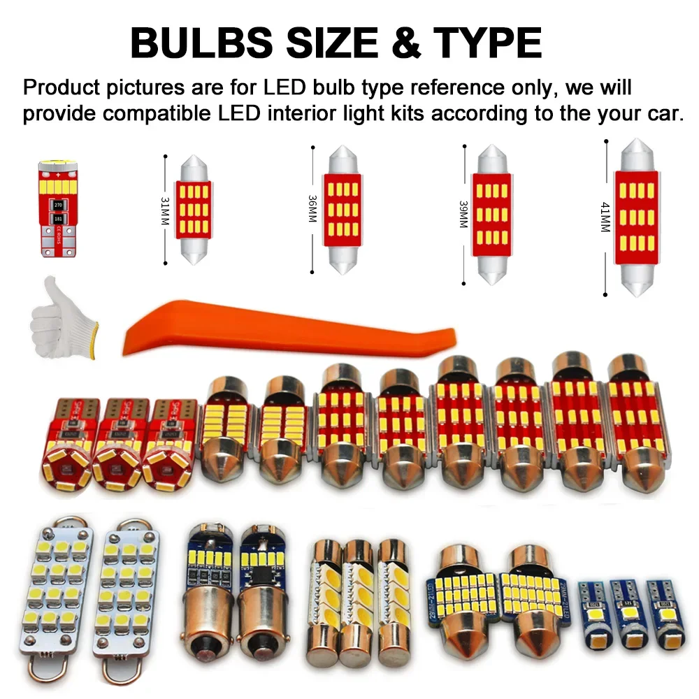 MDNG 8Pcs Car LED Interior Light Kit For 2007 2008 2009 2010 2011 Toyota Yaris Canbus Vehicle Bulb Dome Map Reading Trunk Lamp