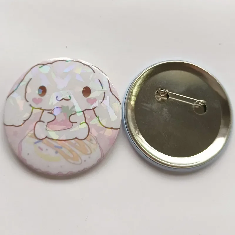 Sanrio  Mymelody Cinnamoroll Cartoon Metal Badge Tinplate Material My Melody Cute Girls Kawaii Brooch Kids Toys Birthday Gifts