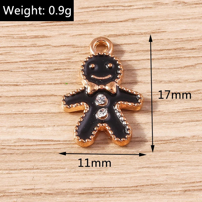 Tusember 20 Stück 11*17mm Niedliche Weihnachtsanhänger Lebkuchenmann-Anhänger für Schmuckherstellung Ohrringe Halsketten Zubehör – Detail 4