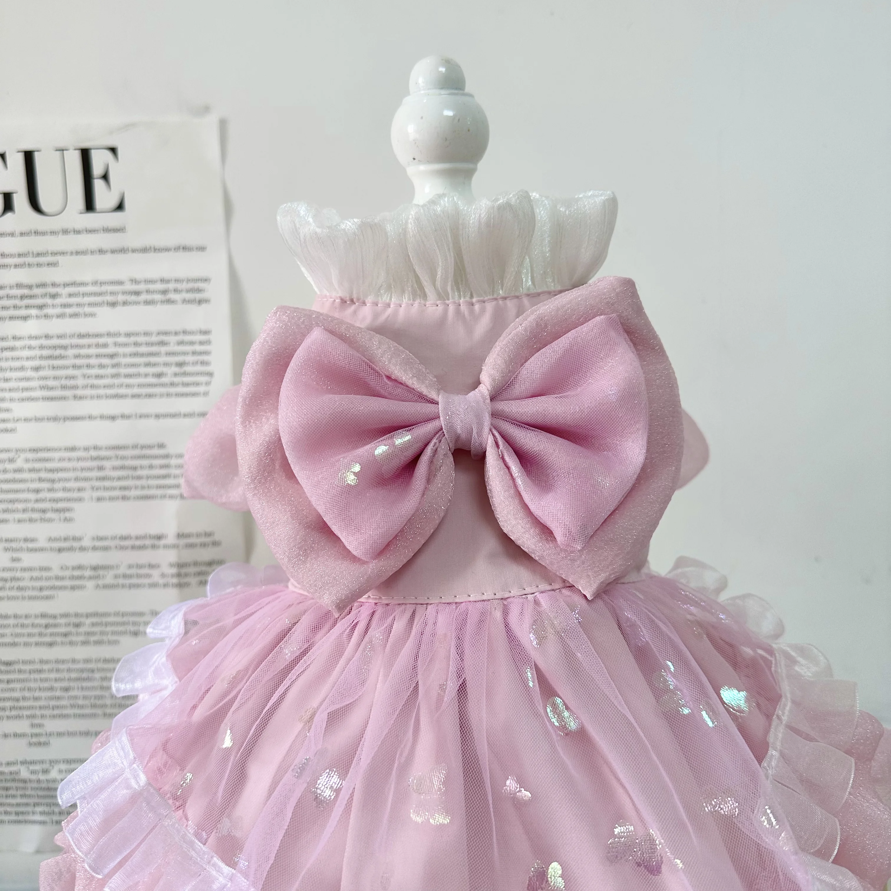 2023 Spring Cute Pink Princess Dress For Small Medium Dogs Chihuahua Yorkshire Pet Dog Clothes Handmade Cotton Lace Bow Skirts