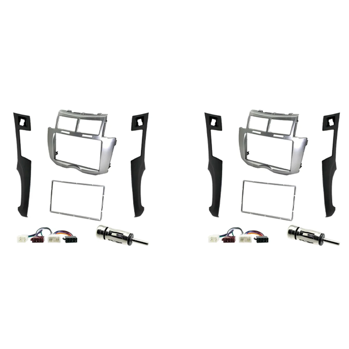 

2X 2 Din Stereo Frame Trim Kit of Dashboard for Toyota Yaris Vitz Platz 2005-2011 DVD Player Installation Bezel Fascias