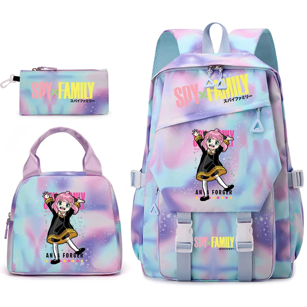 Spy x Family Anya Forger Anime Print Student Bookbag Lunch Bag Pencil Case Set for Girls School Backpack view 2