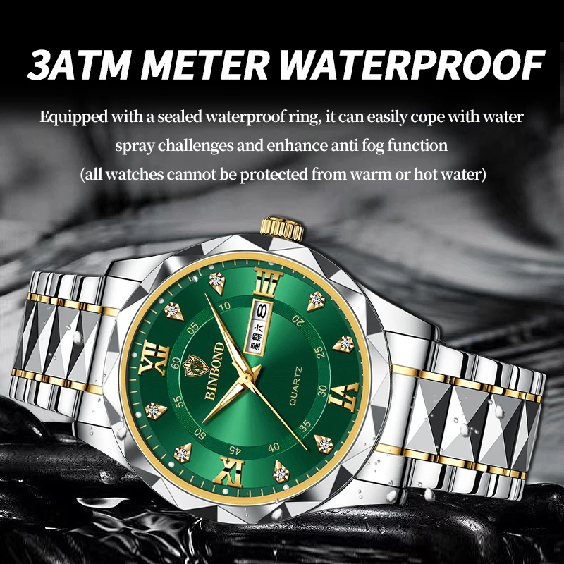 BINBOND Top Brand Luxury Fashion Watch Men Waterproof Week Date Clock Sport Watch Men Quartz Wristwatch Relogio Masculino B2521