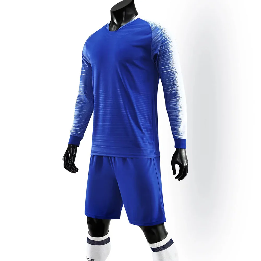 Long Sleeve Football Training Uniform Tracksuit for Men Kids Quick Dry Professional Soccer Shirt & Shorts Jersey Suit Custom